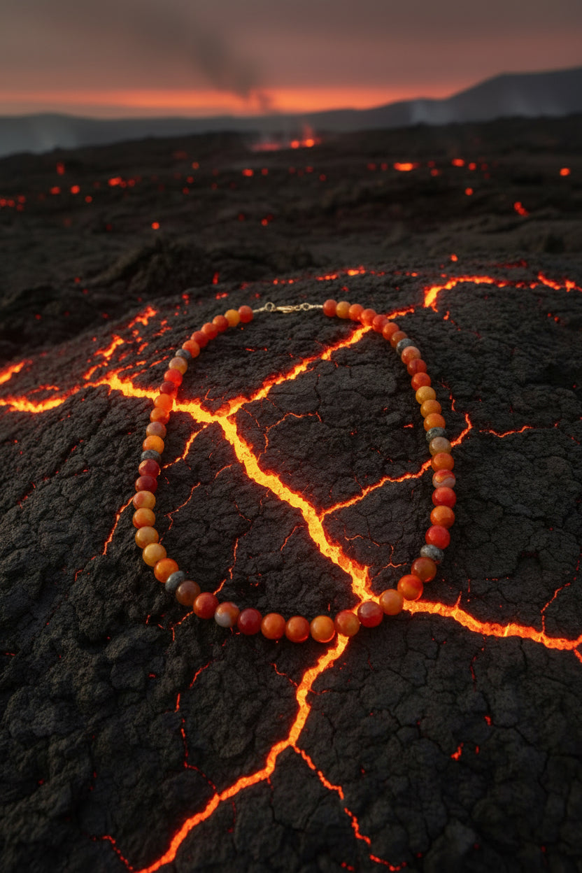 Running Deer 0011 Dyed Fire Agate Necklace
