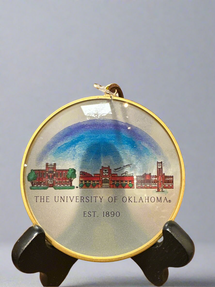 OU Skyline Glass Ornament