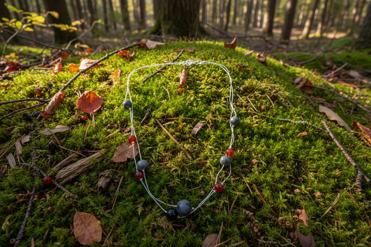 Running Deer 0040 Two Stone and Metal Necklace Set