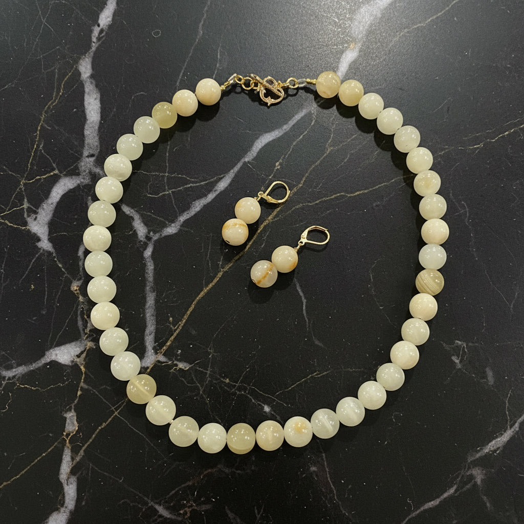 Running Deer 0042 Jade Necklace and Earring Set