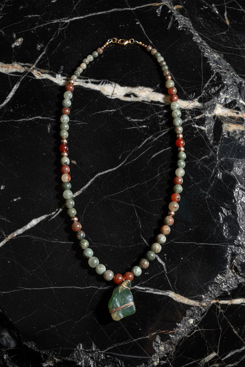 Running Deer 0031 Bloodstone Pendant Necklace