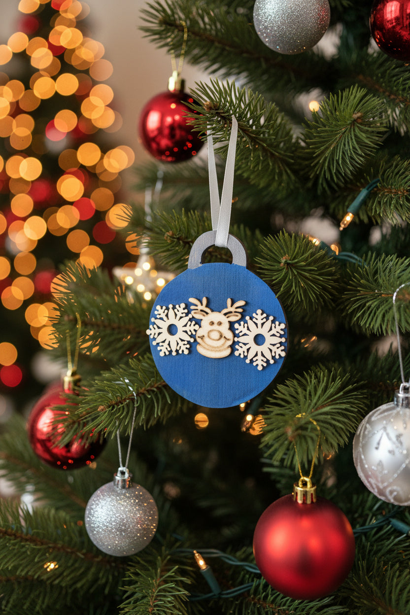 Karl’s Karvin’ 0015 Snowflake and Reindeer Hand Carved Ornament