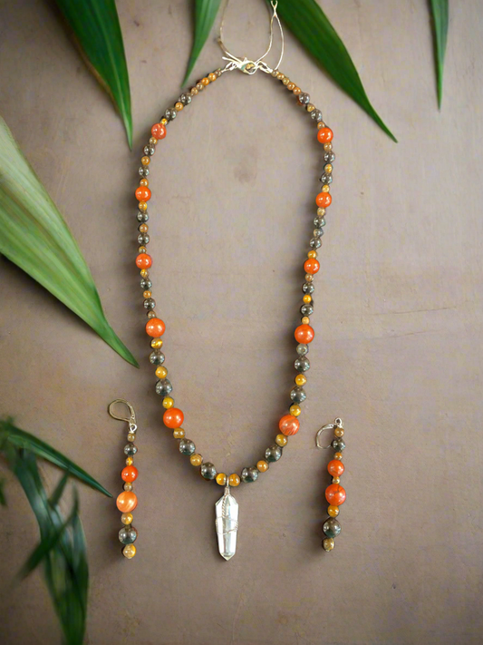 Running Deer 0006 Clear Crystal Tiger eye, Black Onxy, and Red Jasper