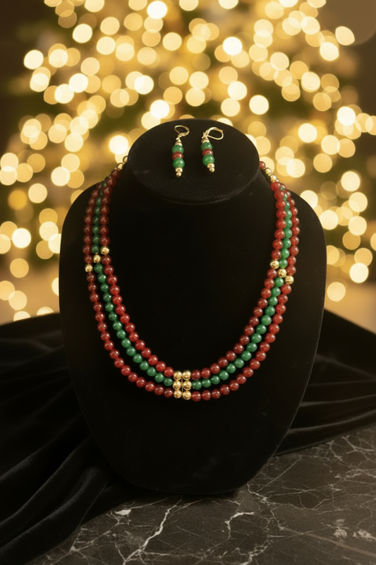 Running Deer 0004 Dyed Jade Necklace and Earring Set