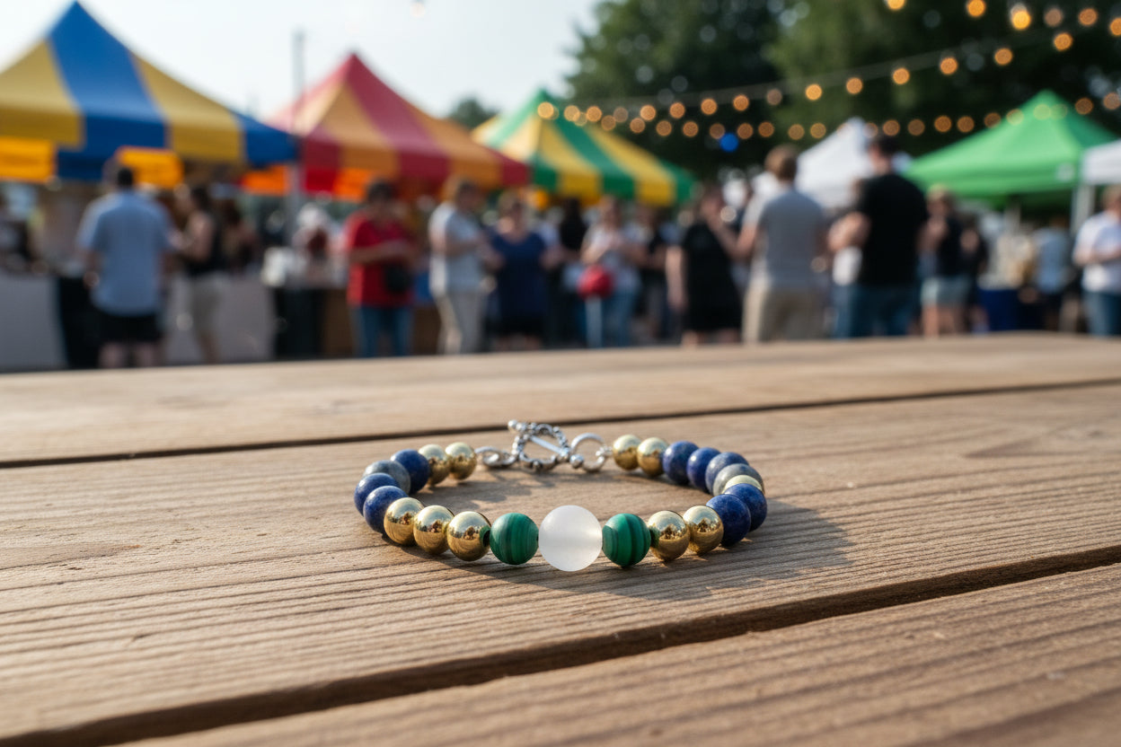 Running Deer 0076 Stone and Metal Bracelet