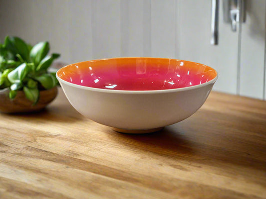French Bull 8" x 2.5" Pasta Bowl- Pink Ombre