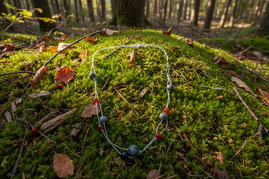 Running Deer 0040 Two Stone and Metal Necklace Set