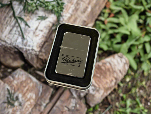 Oklahoma Silver Flip Top Lighter