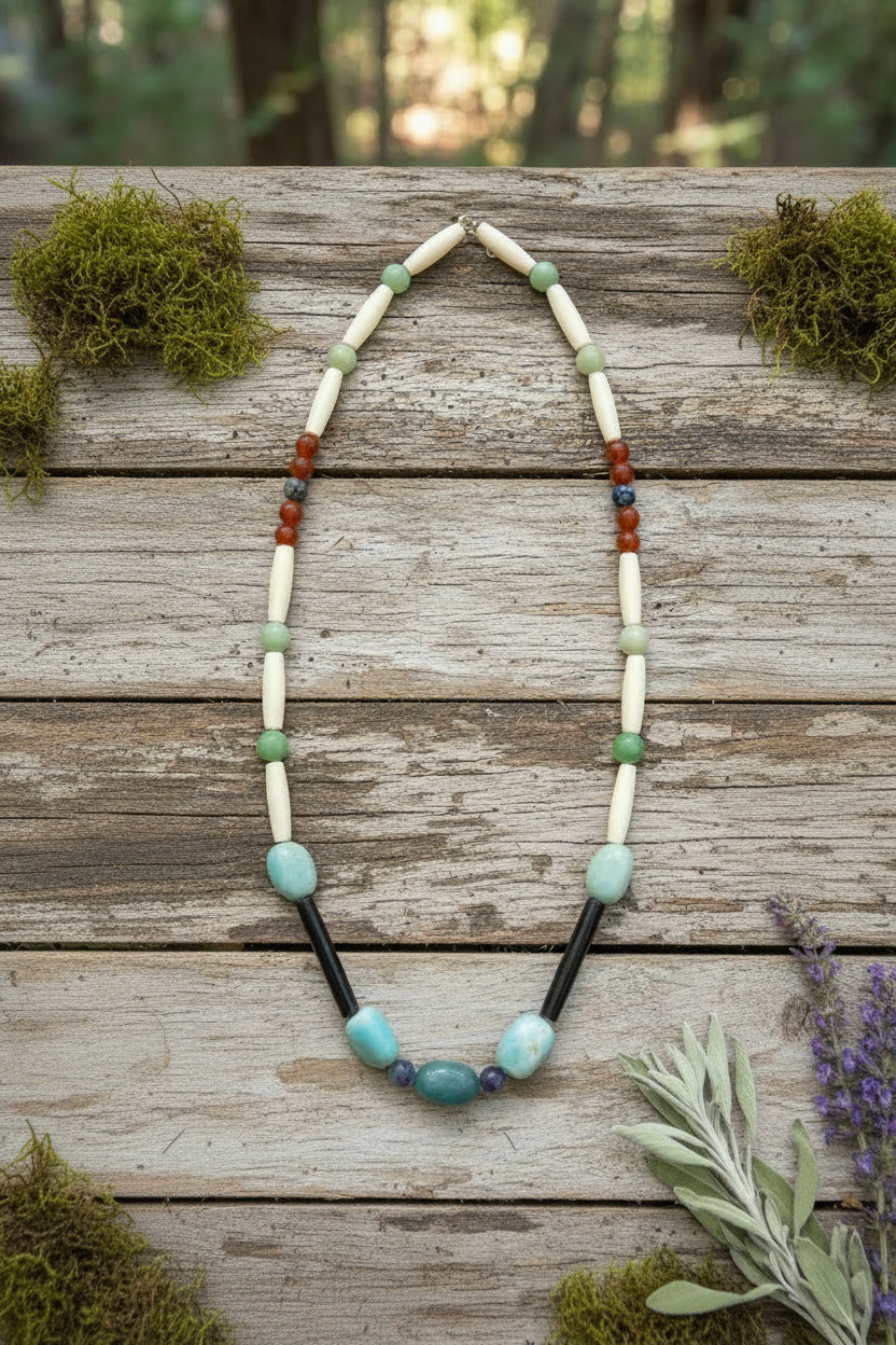 Running Deer 0032 Amazonite Tribal Necklace