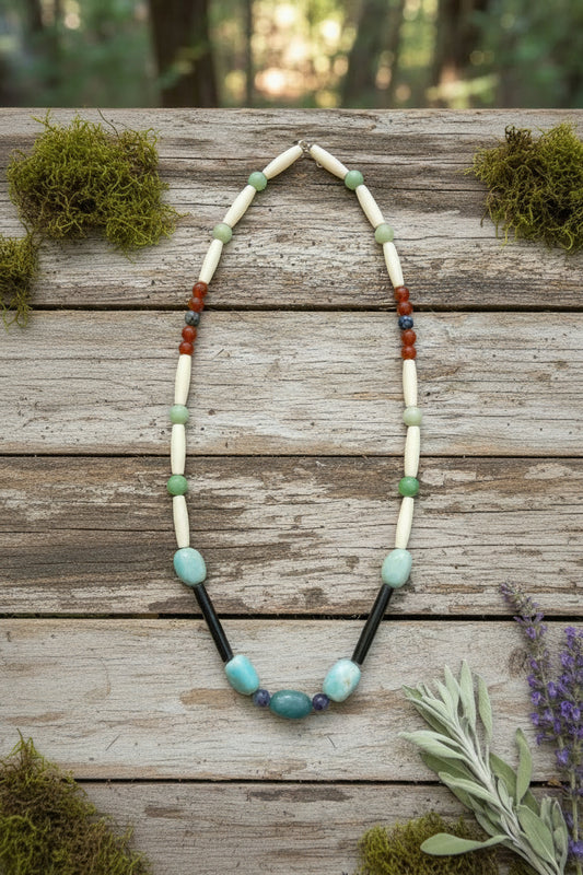 Running Deer 0032 Amazonite Tribal Necklace