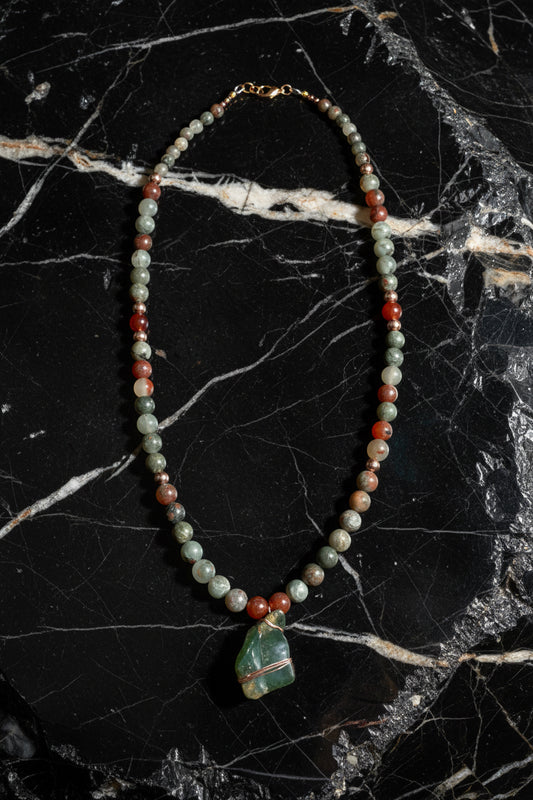 Running Deer 0031 Bloodstone Pendant Necklace