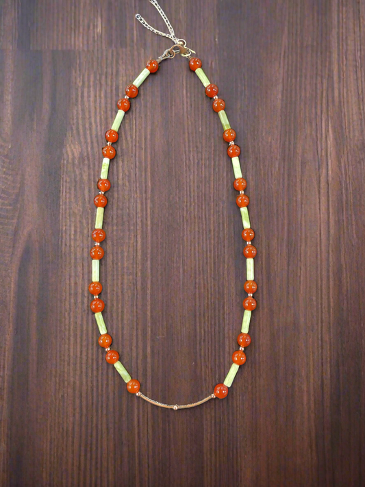 Running Deer 0011 South Jade and Carnelian Necklace