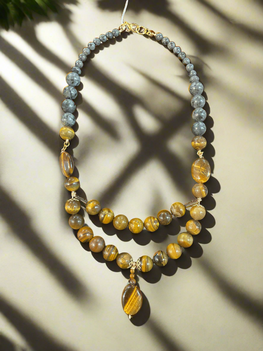 Running Deer 0021 Tiger Eye Pendant Necklace