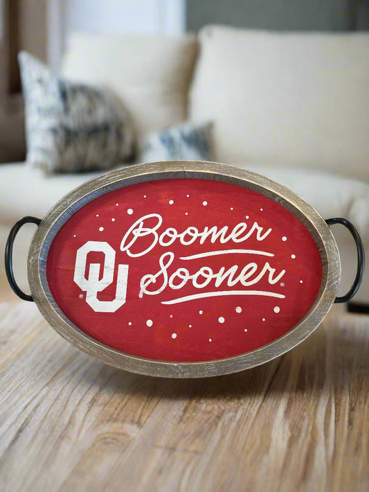 OU Wood Oval Tray